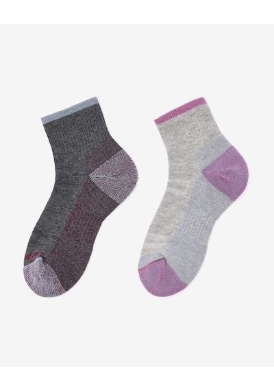 Skechers Wo1/2 Terry Traıl Qtr Crew - 2'li Paket Kadın Çorap Kadın Grey/grey Çorap S118743-039 Çok Renkli