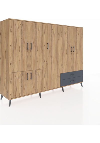 Hyperion Dolap 12 Raflı 2 Çekmeceli 7 Kapaklı 220x44x163 Çam-çam/ Çam-çam/antrasit Hyperion Dolap 12 Raflı 2 Çekmeceli 7 Kapaklı 220x44x163 Çam-çam/ Çam-çam/antrasit