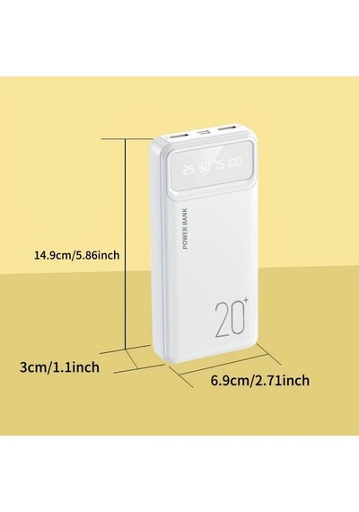 Sunshine022 Taşınabilir Şarj Cihazı 20000mah Beyaz Power Bank Çift Usb