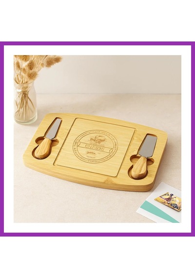 Bezos Bambu Peynir Sunum Panosu 19x28,7x1,4 Cm 2 Ahşap Bıçak Bty Çok Renkli