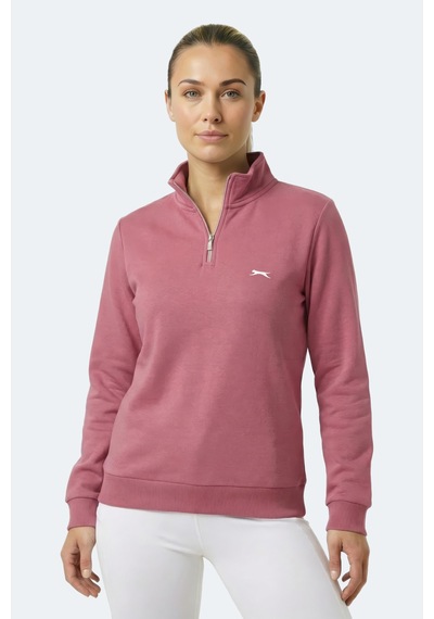 Slazenger Maxıs I Kadın Dik Yaka Fermuarlı Pembe Sweatshırt Pembe