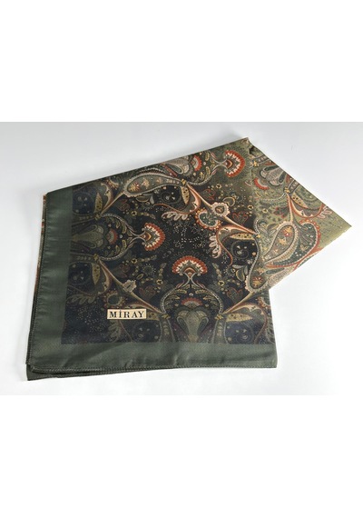 Miray Nevada Büyük Boy Organik Pamuk Eşarp - 120 X 120 - 06453 Haki Yeşil