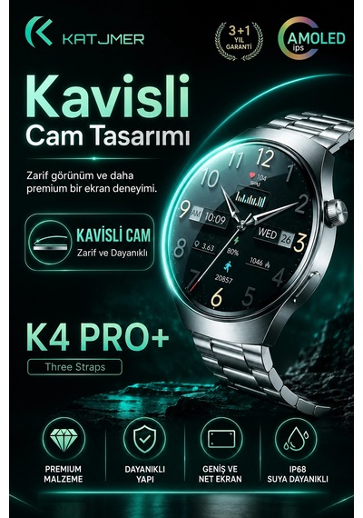 Spor Modlu Bildirim Özellikli Akıllı Saat Metal Kordonlu Üç Kayışlı Günlük Kullanım Seti
