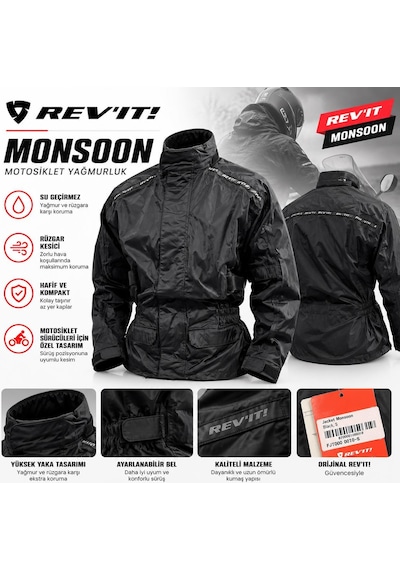 Yağmurluk Revit Jacket Monsoon L Beden  Siyah