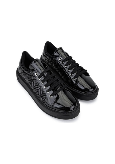 Tamer Tanca Kadın Suni Deri Siyah Rugan Sneakers & Spor Ayakkabı 817 9878 Bn Ayk Sk25-26 Sıyah Rgn Siyah
