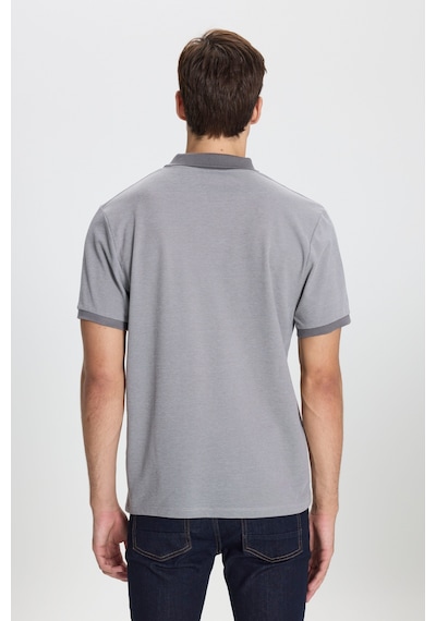 Ac&Co / Altınyıldız Classics Erkek Grı-beyaz Pamuklu Slim Fit Dar Kesim Polo Yaka Tişört