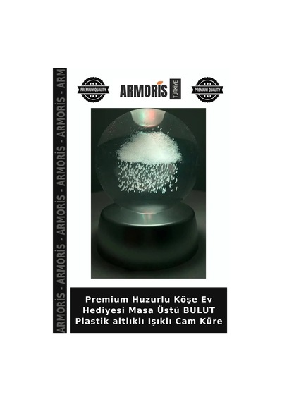 Premium Huzurlu Köşe Ev Hediyesi Masa Üstü Bulut Plastik Altlıklı Işıklı Cam Küre