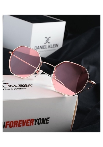 Daniel Klein Dk4183-6 Soft Pembe Küçük Altıgen Polarize Camlı Kadın Güneş Gözlüğü Gold