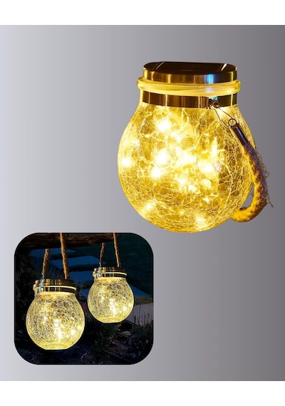 Güneş Enerjili Cam Sarkıt Bahçe Balkon Teras Aydınlatma 30 Led