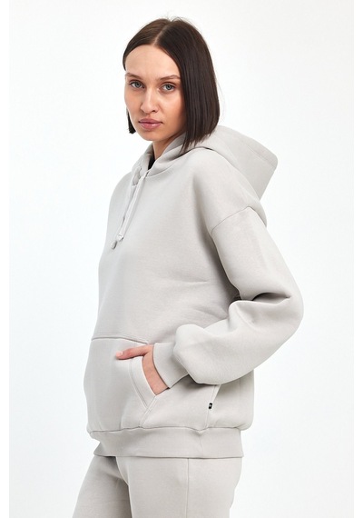 Odda Kadın Kapüşonlu Şardonlu Sweatshirt Gri