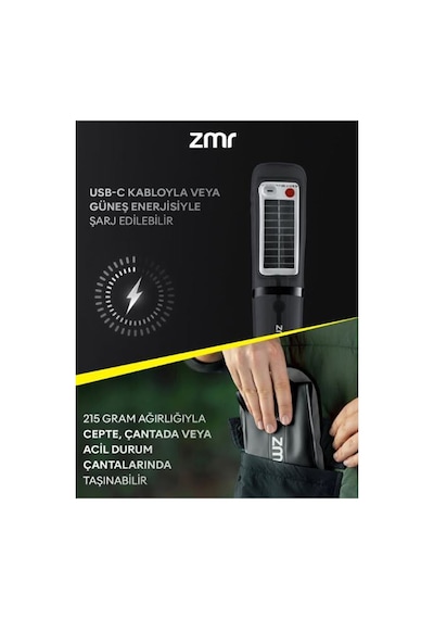 Zmr Light Tube Güneş Enerjili Şarjlı Şişirilebilir Katlanabilir Led Kamp Lambası Beyaz