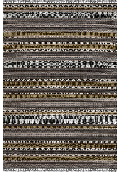 Yeşil Renkli Kaymaz Tabanlı Yıkanabilir Makine Dokuma Kilim-325