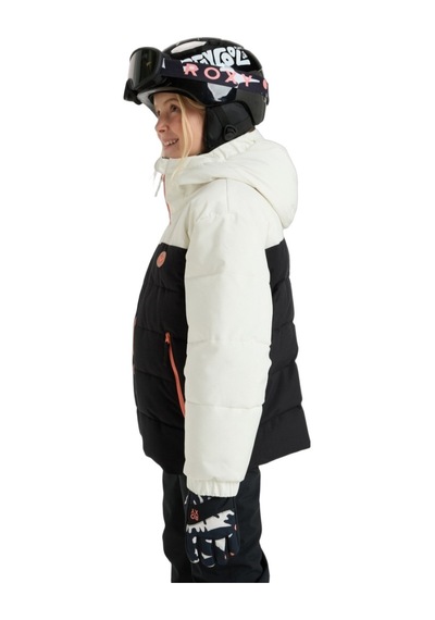 Roxy Roxy Snowyhill Puffy Girl Jk Kız Çocuk Beyaz Snowboard Ceketi Wcf0 Beyaz