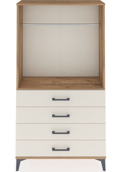 Arges Dolap Tek Raflı 4 Çekmeceli Tek Askılı 88x30x163 Çam-aytaşı Atlas Çam