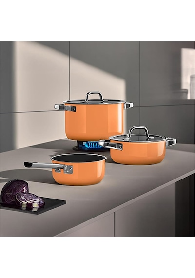 Wmf Fusiontec Tencere Seti 4 Parça Papaya Turuncu Wm-3201114507 Wmf Renkli