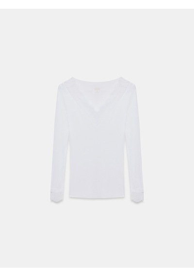 Dilvin 32311 Dantelli Kaşmir Bluz-beyaz Beyaz