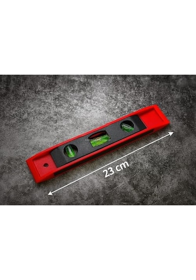 Mini Su Terazisi, 23 Cm, Mıknatıslı, Kompakt Su Terazisi, Plastik Gövde, Hassas Ölçüm Seviyelendirme Aracı
