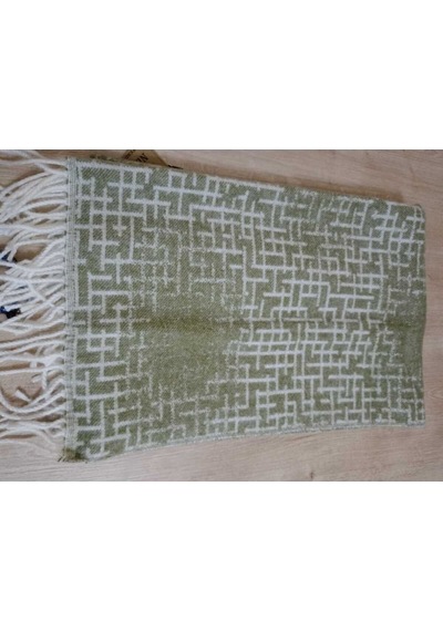 Enefendi Omuz Şalı - Atkı Yumuşak, Pofidik Yeşil Beyaz Kışlık , Sıcak 45 X 185 Renkli