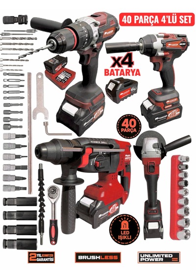 Schmıtzer 4lüset-k Pro 21v 40 Parça Şarjlı Akülü 3 Modlu Hilti Matkap Somun Sıkma Sökme Taşlama