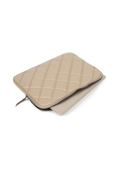 Omuz Askılı Notebook Çanta Tablet Laptop Kılıfı 13"-14" Kapitone Deri Vizon Renkli