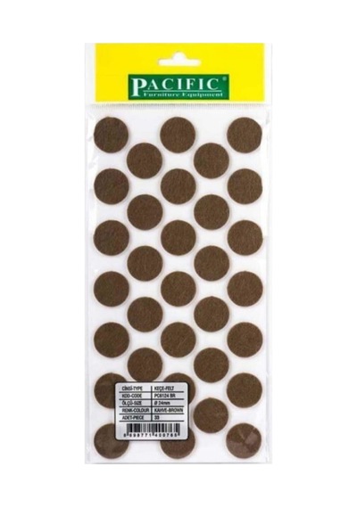Cateksss Pacific Yuvarlak Yapışkanlı Sandalye Koltuk Mobilya Ayak Keçesi Felt 24 Mm Kahve - 12 Li Paket Kahverengi