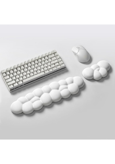 Klasse Cloud Klavye Ve Mouse Bilek Destek Seti, Bulut Ergopad, Kaymaz Tabanlı, Nefes Alan Kumaş, Ağrı Önleyici Bilek Desteği Seti, Beyaz