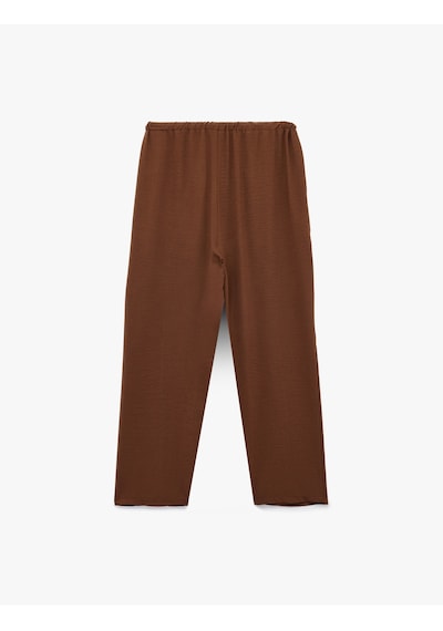 Koton Aerobin Kumaş Beli Bağcıklı Cepli Havuç Pantolon Kahverengi 5sak40052ew Kahve