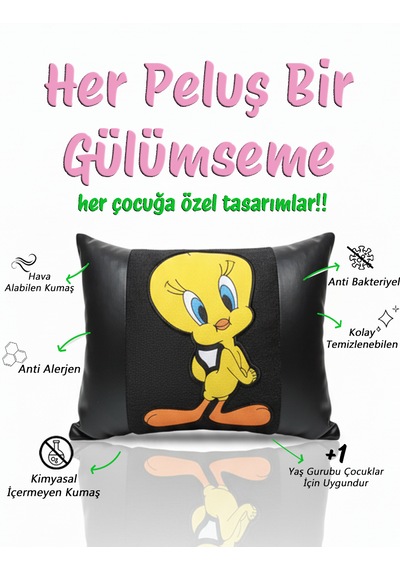 Tweety - Pembe Panter - Tazmanya - Garfield Boyun Yastığı 2'li - Karakter & Seyahat Açık Sarı