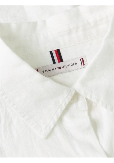 Tommy Hilfiger Ess Lınen Ss Shırt Kadın Beyaz Kk Gömlek - Ww0ww48925