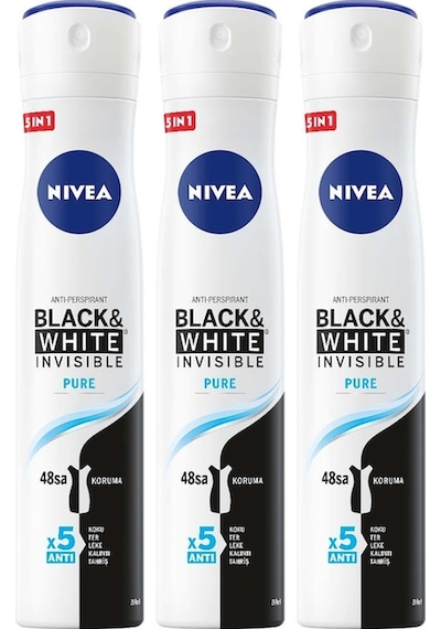 Nivea Invisible Black&White Pure Kadın Sprey Deodorant 200 ML x 3