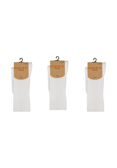 Ozzy Socks 3 Lü Kışlık Kadın Yünlü Uyku Çorabı Soft Touch Ekru Renk Isı Tutucu Çorap Ekru