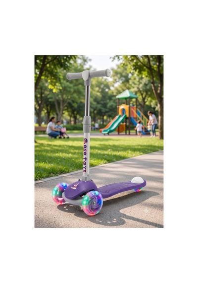 Gtpro Çocuk Scooter Katlanabilir 3+yaş 3tekerli Led Işıklı 50kğ Kapasite Mor