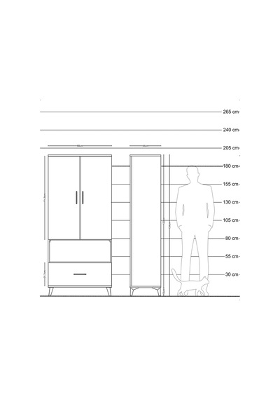 Hyperion Dolap 3 Raflı Tek Çekmeceli Tek Askılı 88x44x195 Çam-aytaşı Atlas Çam
