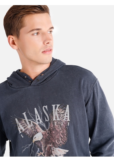 Colin's Colins Regular Fit Baskılı Kapüşonlu Antrasit Erkek Sweatshirt Cl1061755 Antrasit
