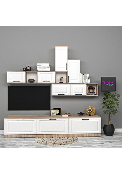 Geometrik Membran Tv Ünitesi Mdf Beyaz Geometrik Membran Tv Ünitesi Mdf Beyaz
