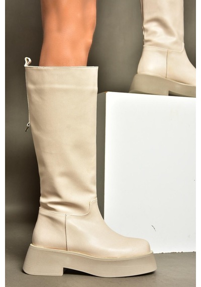 Fox Shoes R610067009 Bej Kalın Tabanlı Çizme Bej