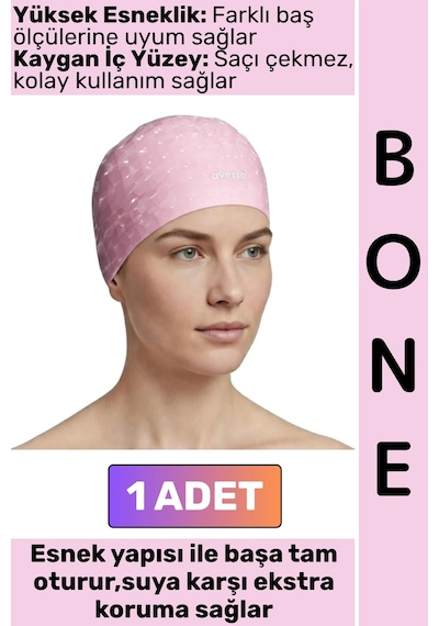 Bone Konforlu Esnek Yumuşak Havuz Deniz Yüzme Kaygan İç Yüzey Çok Şık Kulağa Su Geçirmez Saç Bonesi Çok Renkli