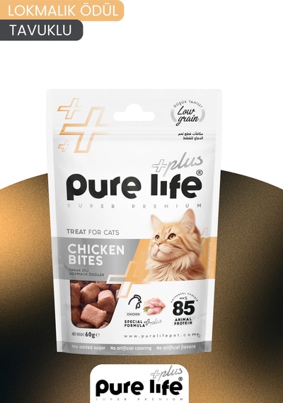 Purelife Plus Tavuklu Lokmalık Kedi Ödül Maması 60gr