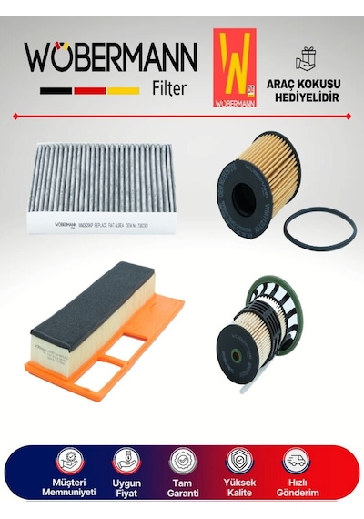 Wöbermann Fiat Albea 1.3 Multijet Filtre Bakım Seti 2004-2011 4'lü Karbonlu