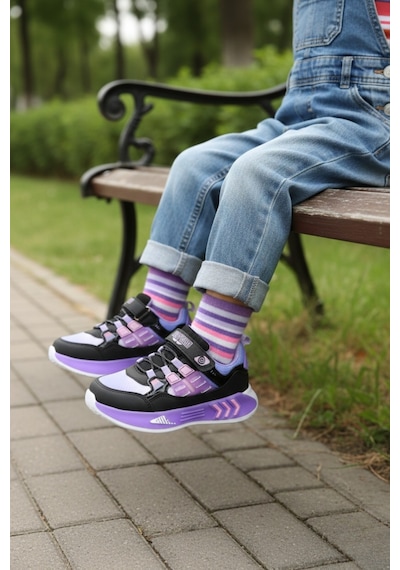 Muggo Zuzu Cırtlı Ve Bağcıklı Günlük Çocuk Sneaker Spor Ayakkabı Lila