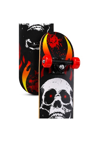 Orta Boy Kaykay 60 Cm 8 Katmanlı Canlı Desenli Kemik Teker Kaymaz Skateboard 2406 Gri