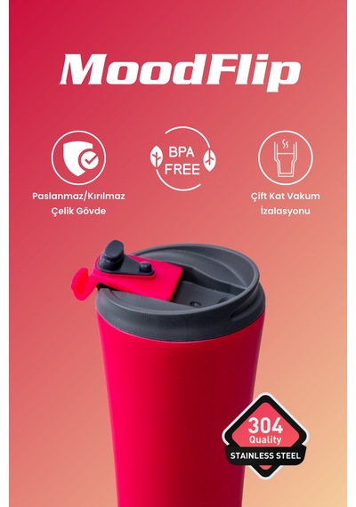 Cooker Moodflip 400 Ml Paslanmaz Çelik Bardak Termos Ckr2050 Pembe