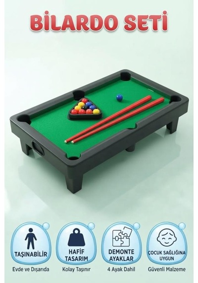 Midi Pool Bilardo Oyunu 2 Istakalı Ve 11 Renkli Toplu Eğitici Ve Eğlenceli Çocuk Bilardo Seti