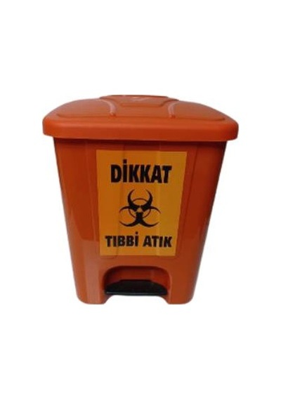 Tıbbi Atık Kovası 25 Lt Köşeli Pedallı