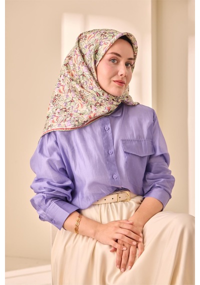 Silk Home Twill İpek Eşarp 11477-04 Ekru, Bej, Su Yeşili, Çilek Kırmızısı, Lila