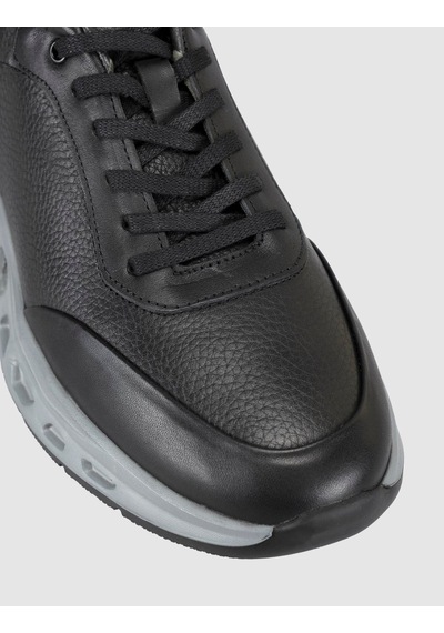 Cabani Hakiki Deri Erkek Hafif Taban Sneaker Ayakkabı Siyah