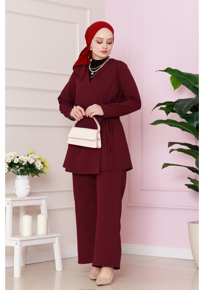 Sevitli Yandan Bağlamalı Hürremtakım-bordo-4747