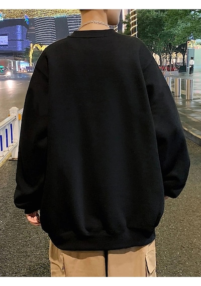 Startmore Unisex Bravely Baskılı Oversize Bisiklet Yaka Sweatshirt Siyah Siyah