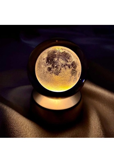 Ayrex Senon Dolunay Kristal Cam Küre Renk Değiştiren Led Işıklı Gece Lambası Dekoratif Hediyelik
