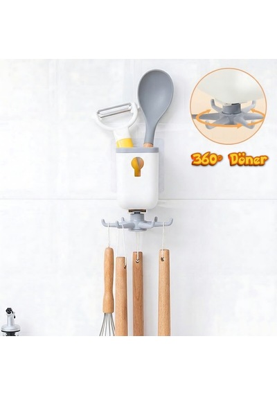Shimo 360 Döner Askılı Mutfak Ve Banyo Organizeri - Çok Amaçlı Pratik Düzenleyici Beyaz